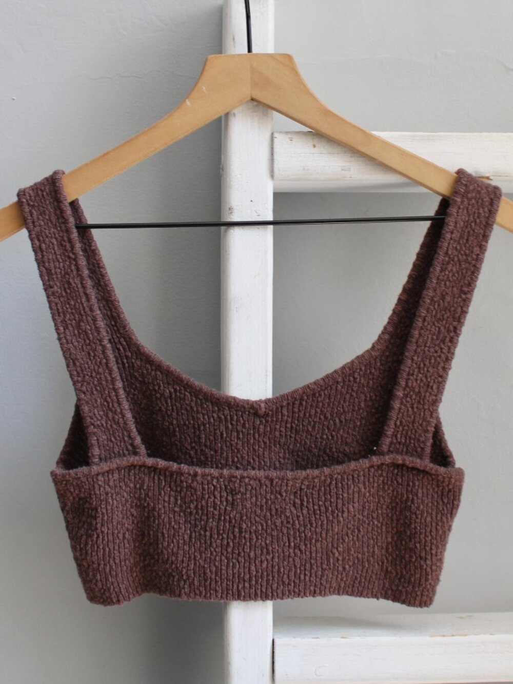 Urban Outfitters Textured Crochet Brown Cropped Tank Top Size Large - Picture 5 of 7